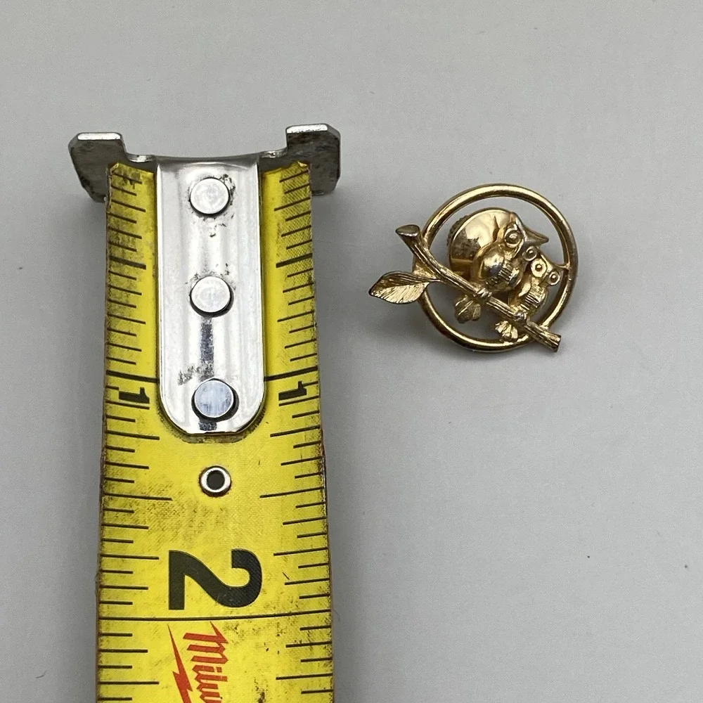 Lot of 2 Vintage Avon Animal Pins Brooches Owls + Mouse Gold‎ Tone Rhinestone